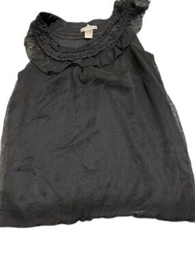 Kenar Black Ruffle Neck Sleeveless Girls Dress